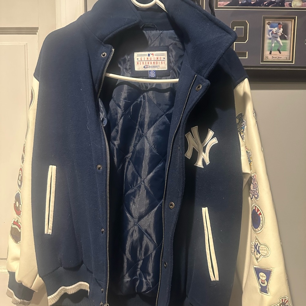 MLB Blue and White Bomber Jacket